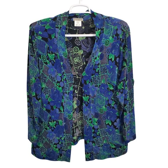 Vikki Vi Ve Ve Collection Sz 1X Jacket Open Cardigan Slinky Stretch Floral Print - Picture 2 of 8